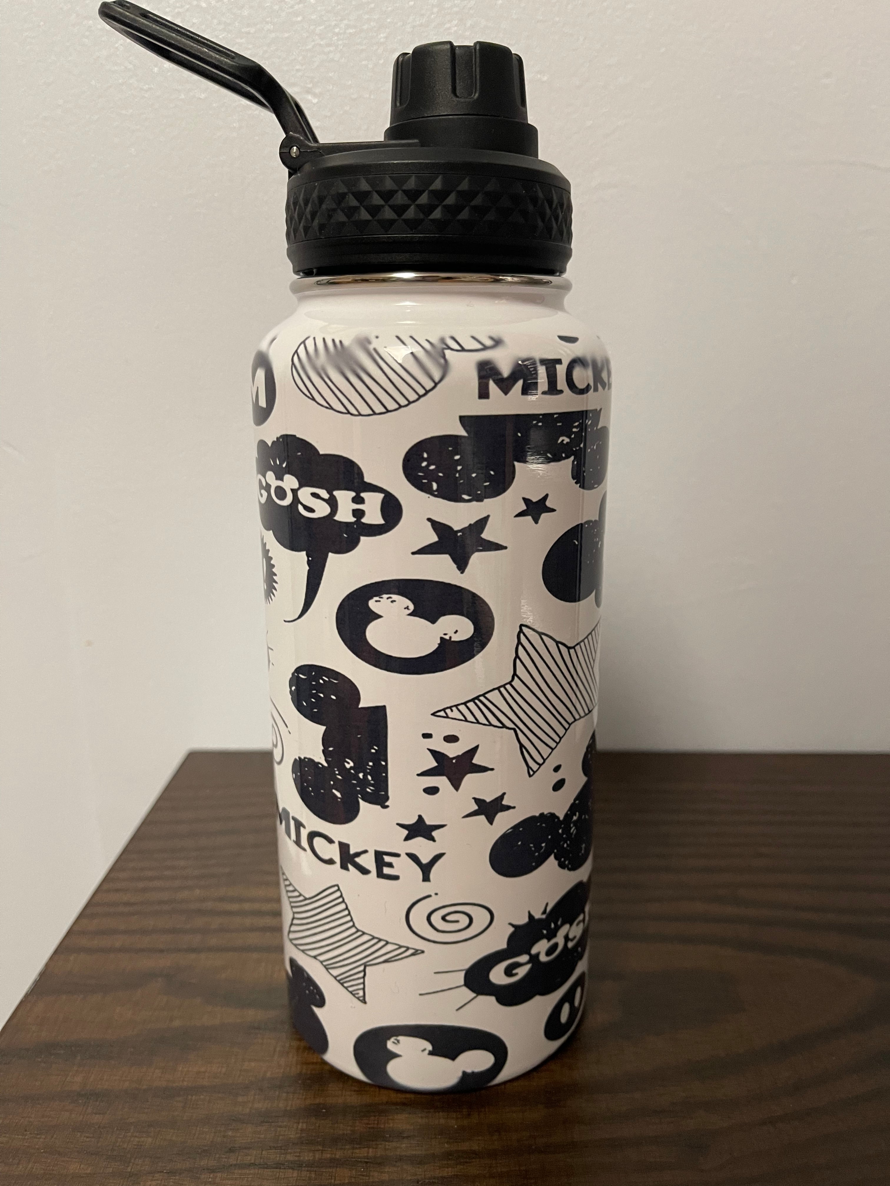 Disney Red & Black Mickey Mouse Water Bottle With Sticker Sheet, 32 oz.